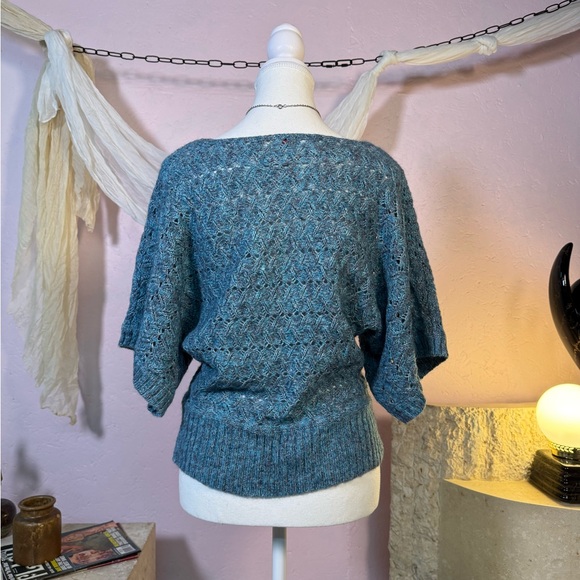 Vintage Ruby Rd. Mohair Blend Textured Knit Sweater Blue Grey S - Picture 3 of 4